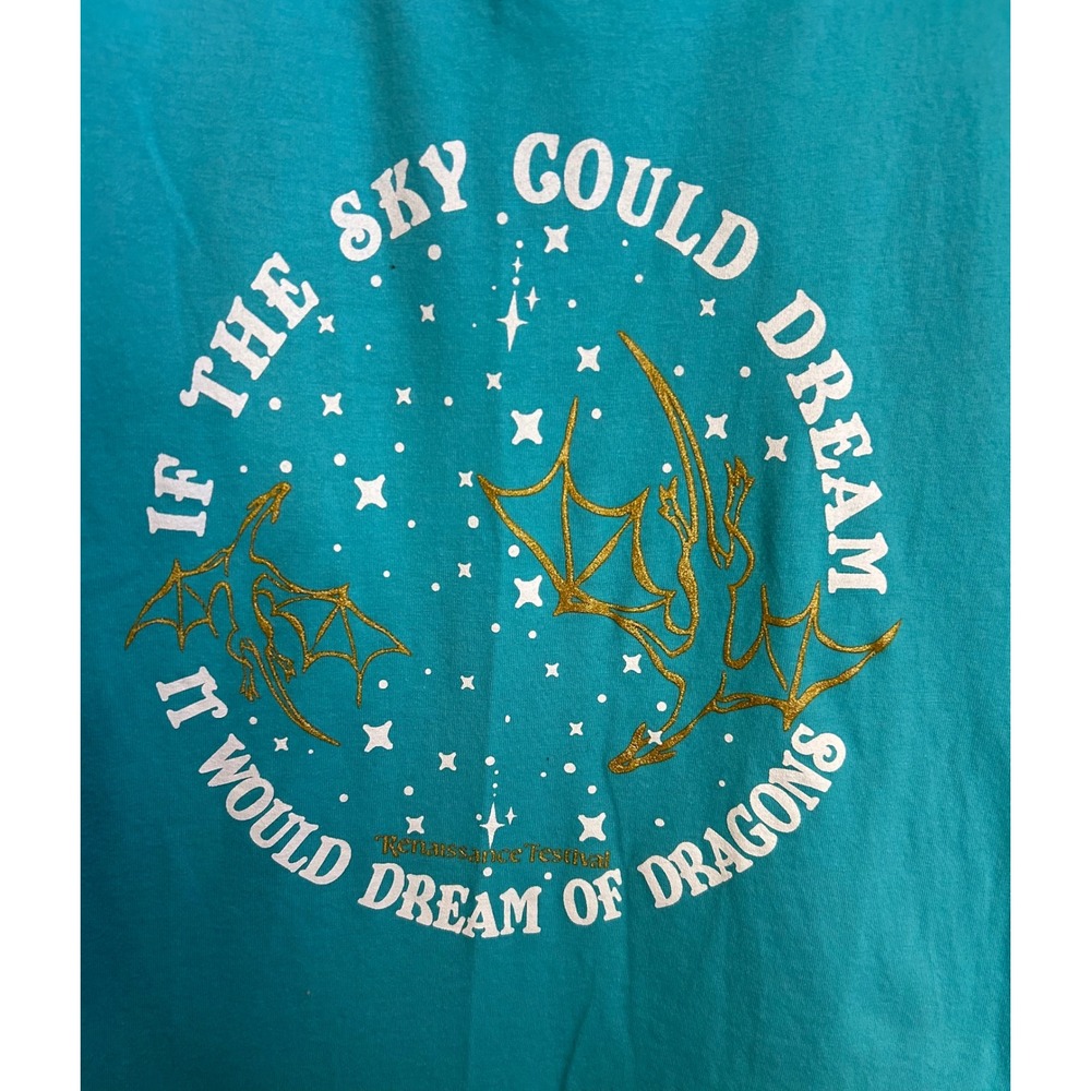 Ren Faire Renaissance Festival Dragon Graphic Racerback Tank Top Turquoise XS - Picture 5 of 5
